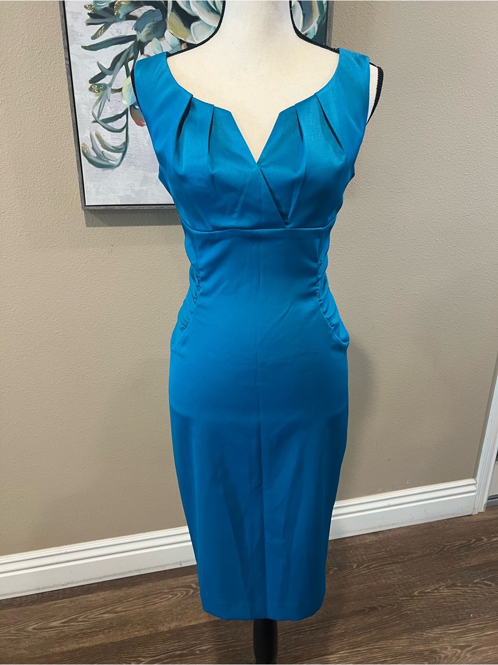 Jessica Howard Teal Sleeveless Midi Sheath Dress